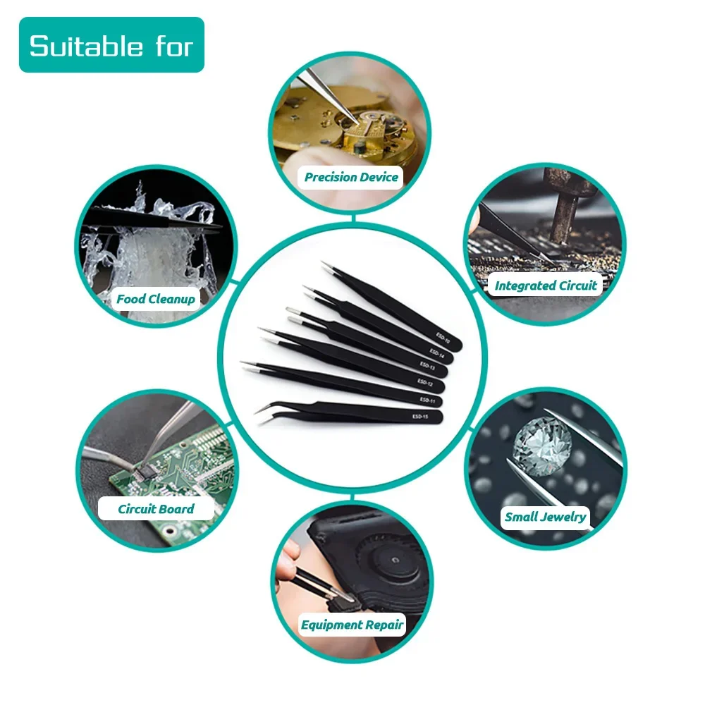 6 Stuks Precisie Pincet Set ES - Electronics Repair Tool Kit recensie en prijs